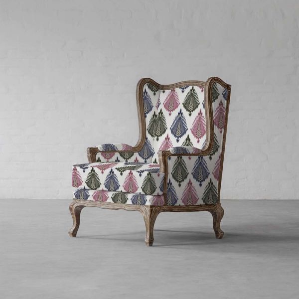 THE VAST IKAT FIELDS MIDDAY BLOOM FABRIC COTTON LINEN BLEND