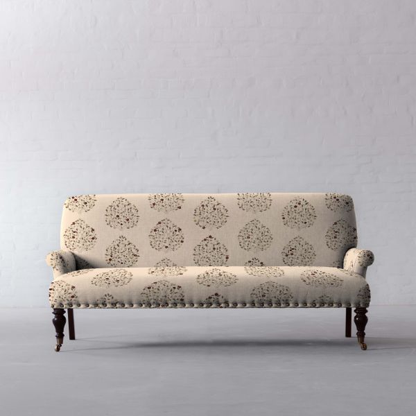 100% Linen Jasmine Bagh Fields Fabric Swatch 15cm x 15cm
