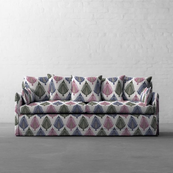 THE VAST IKAT FIELDS MIDDAY BLOOM FABRIC COTTON LINEN BLEND