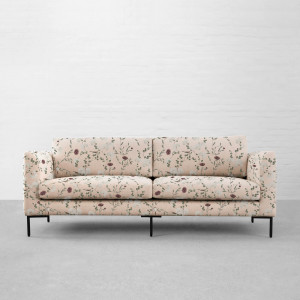 Chrysanthemums & Sparrows Shore Cotton Linen Blend
