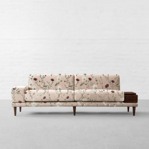 Chrysanthemums & Sparrows Shore Cotton Linen Blend