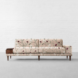 Chrysanthemums & Sparrows Shore Cotton Linen Blend