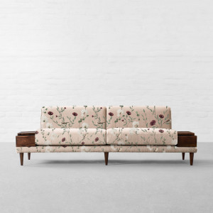 Chrysanthemums & Sparrows Shore Cotton Linen Blend