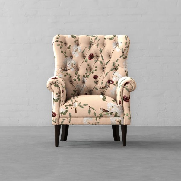Chrysanthemums & Sparrows Shore Cotton Linen Blend