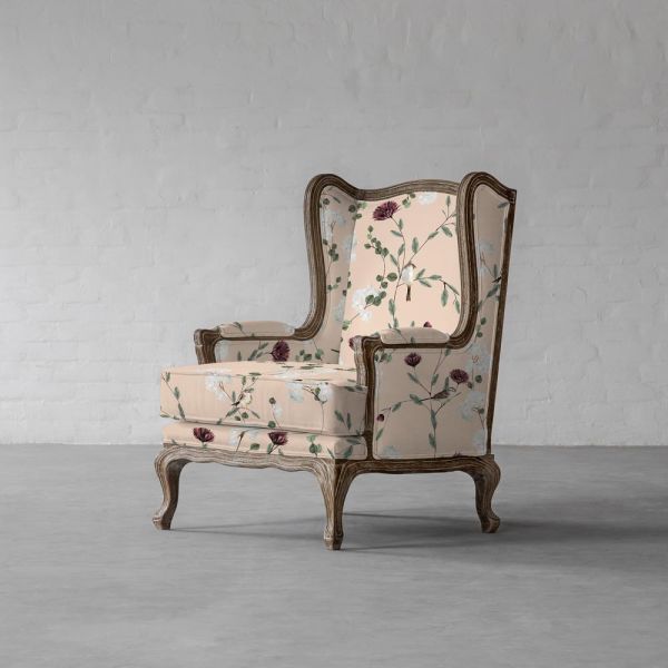 Chrysanthemums & Sparrows Shore Cotton Linen Blend