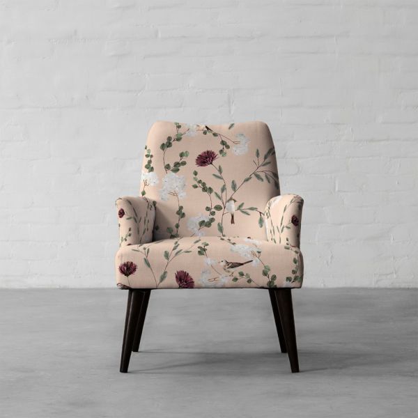 Chrysanthemums & Sparrows Shore Cotton Linen Blend