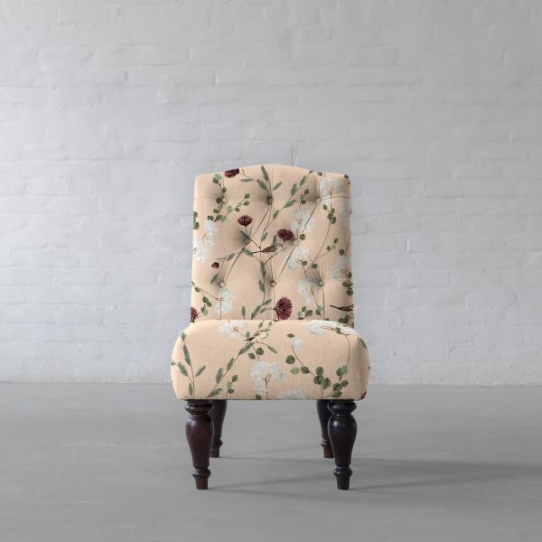 Chrysanthemums & Sparrows Shore Cotton Linen Blend