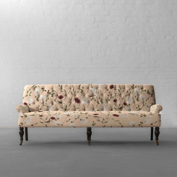 Chrysanthemums & Sparrows Shore Cotton Linen Blend