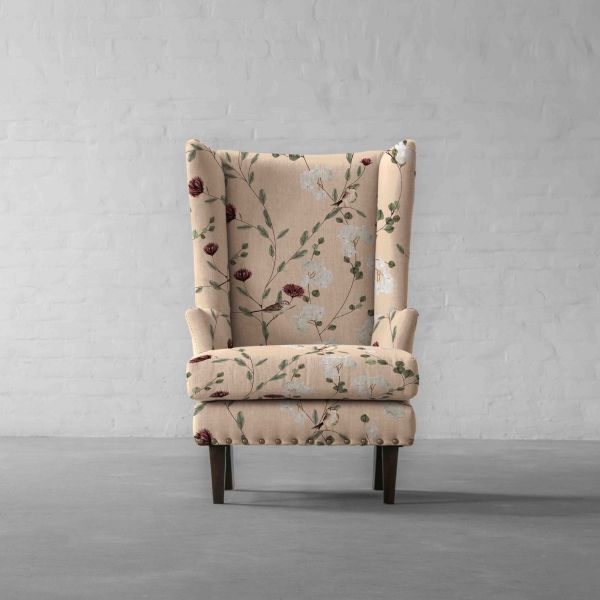 Chrysanthemums & Sparrows Shore Cotton Linen Blend