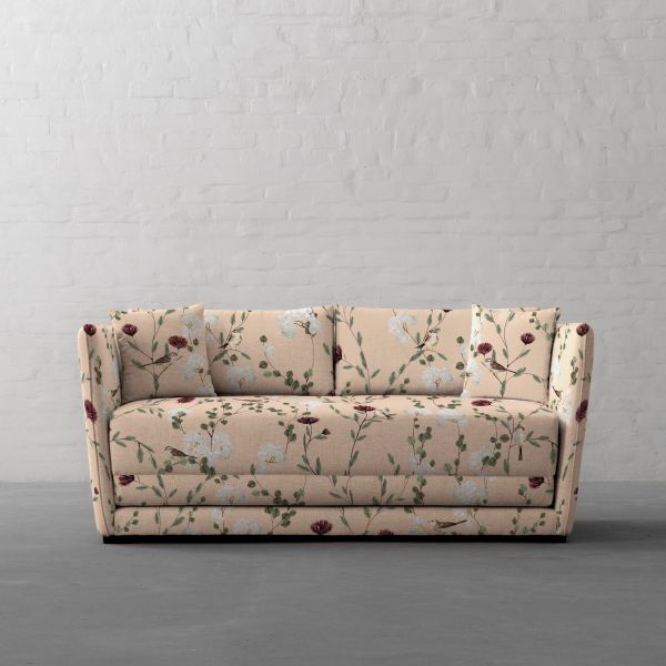 Chrysanthemums & Sparrows Shore Cotton Linen Blend