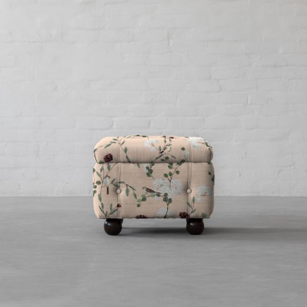Chrysanthemums & Sparrows Shore Cotton Linen Blend