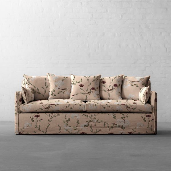 Chrysanthemums & Sparrows Shore Cotton Linen Blend