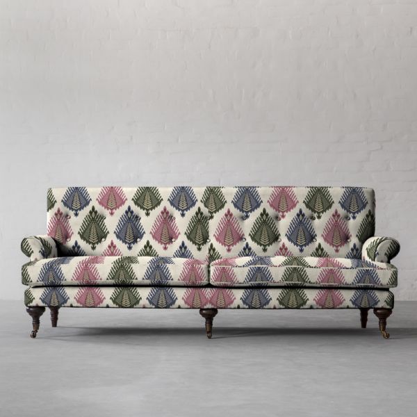 THE VAST IKAT FIELDS MIDDAY BLOOM FABRIC COTTON LINEN BLEND