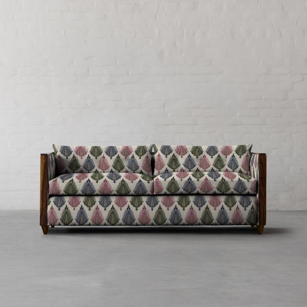 THE VAST IKAT FIELDS MIDDAY BLOOM FABRIC COTTON LINEN BLEND