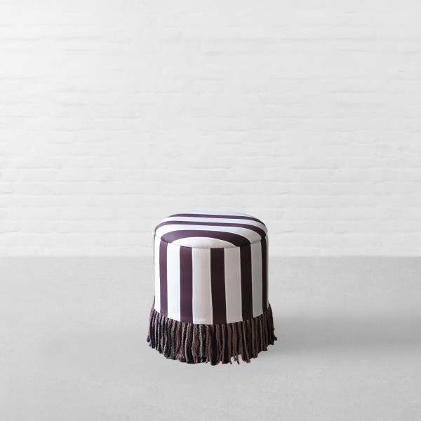 Ruby and Silver Printed Cotton Sateen Stripe