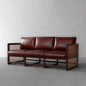 Southampton Rattan Leather Sofa