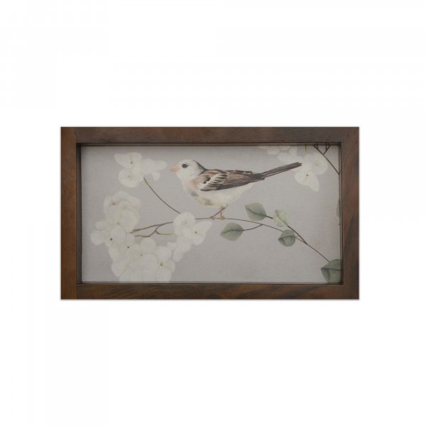 A Bird on Hydrangeas-Wooden Tray