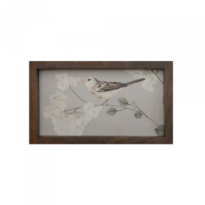 A Bird on Hydrangeas-Wooden Tray