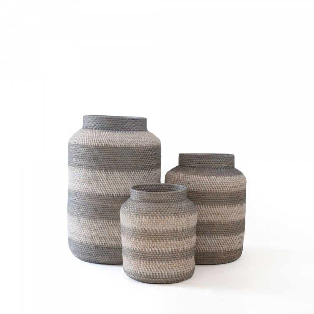 Hanoi Rattan Pots-(Ivory+Grey)