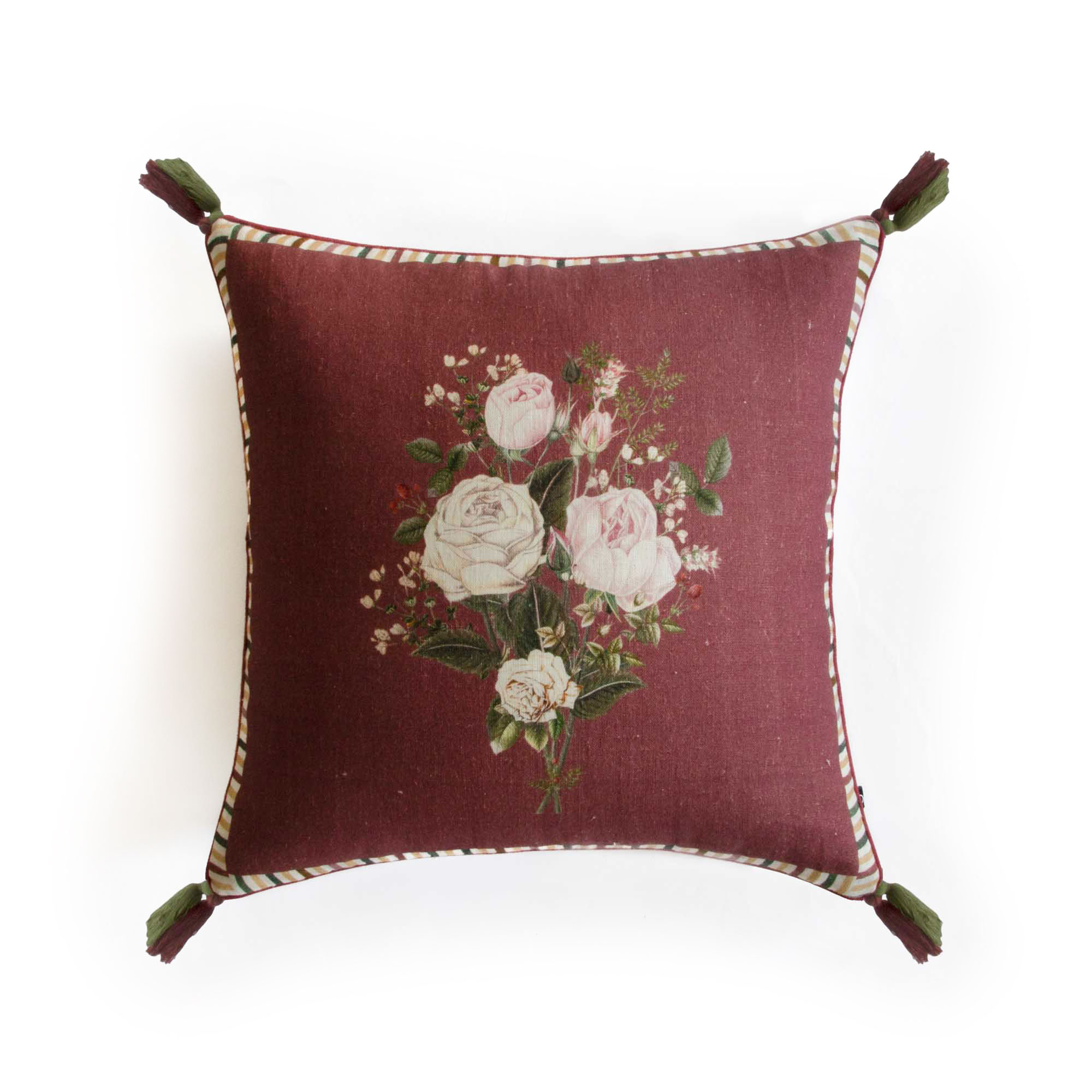 QUEEN MARY’S BUNCH OF ROSES CUSHION COVER-DULL ROSE
