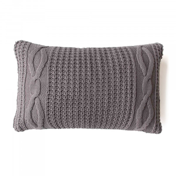 Yarn Knit Cushion Cover Cripple Grey