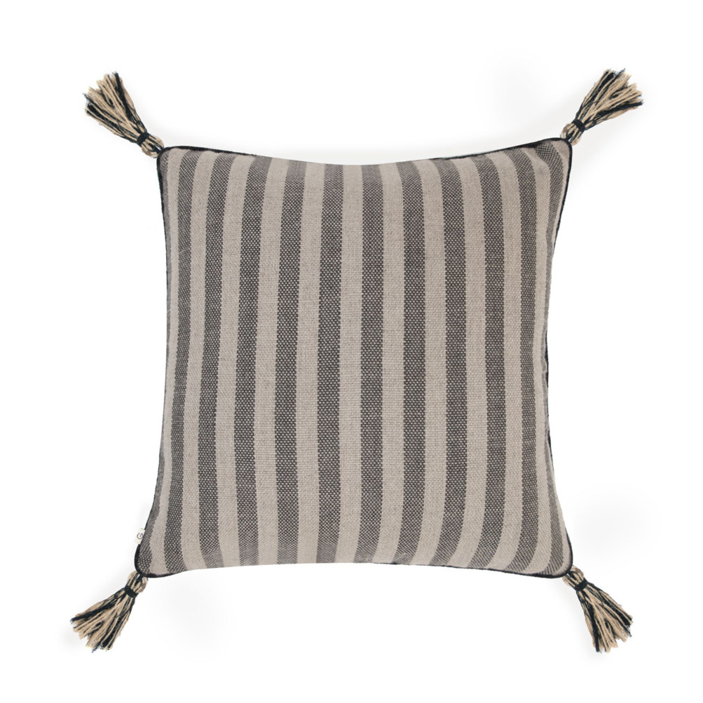 Oraang Handwoven Stripe Cushion Cover-Coal