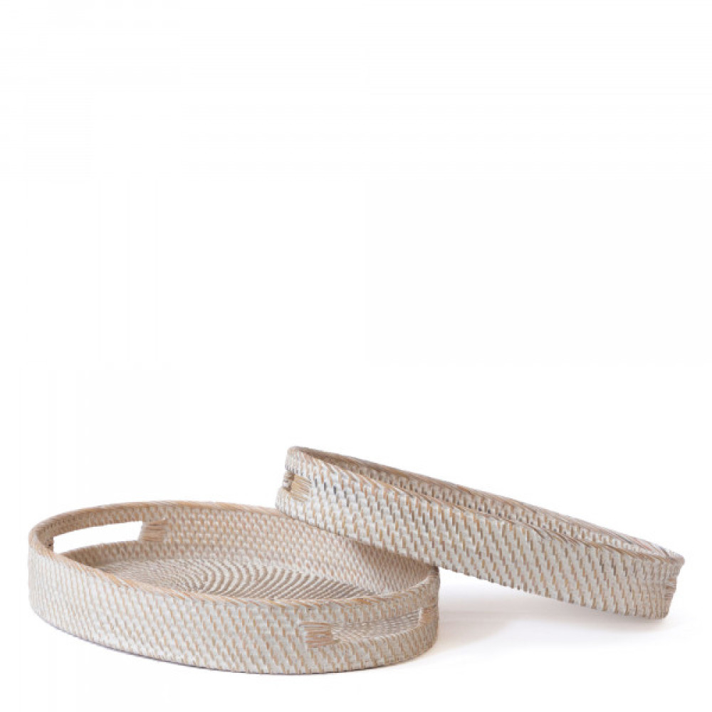 Hata Rattan Oval Serving Tray - Beach Sand