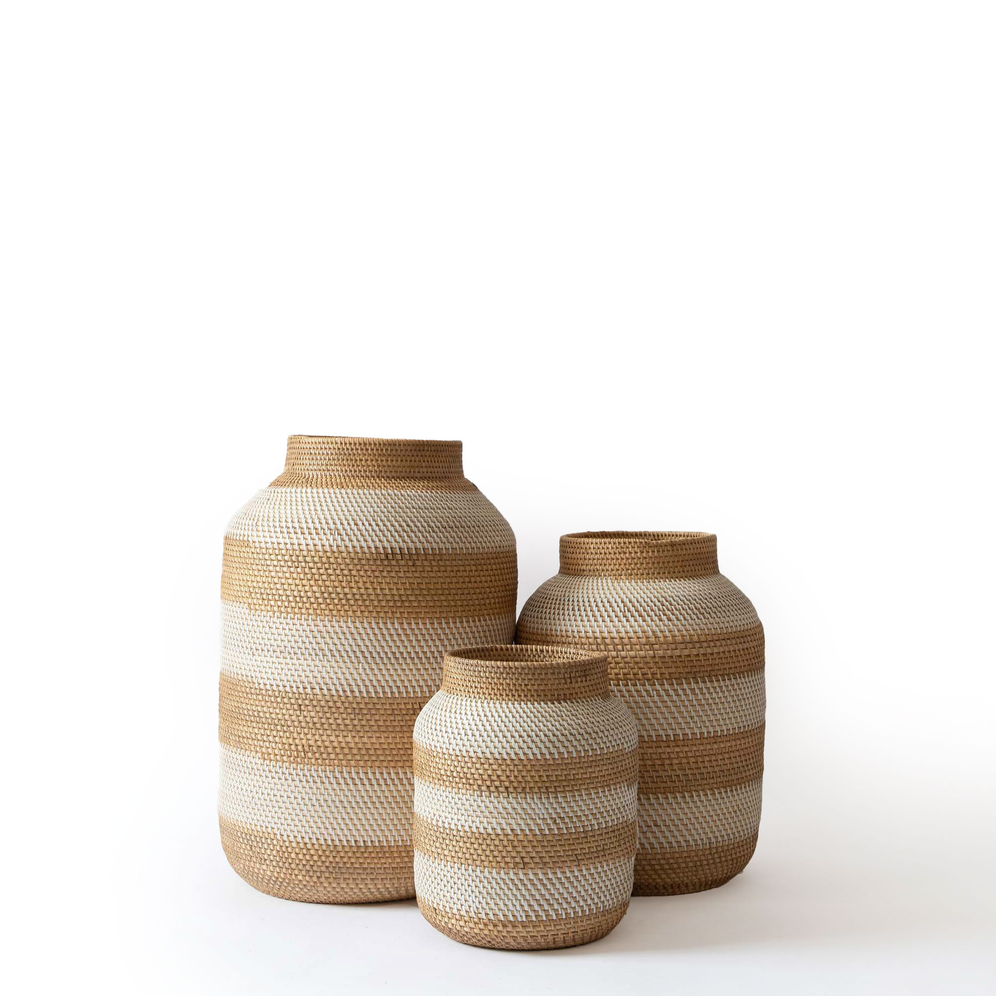 HANOI STRIPE POTS IN WHITE ASH & IVORY