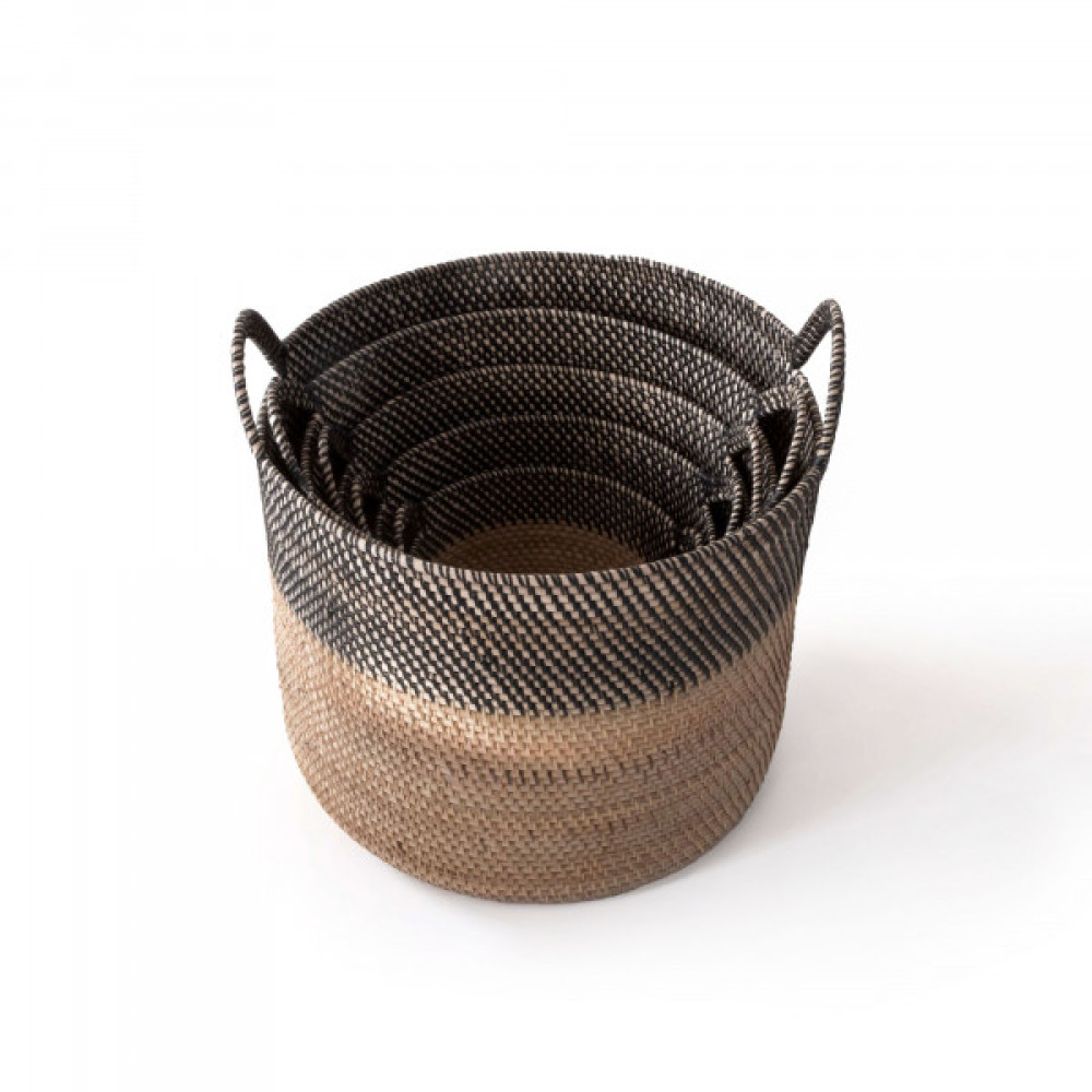 Havana Handwoven Basket-(Natural+Charcoal)