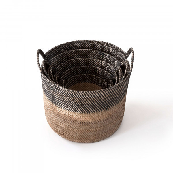 Havana Handwoven Basket-(Natural+Charcoal)