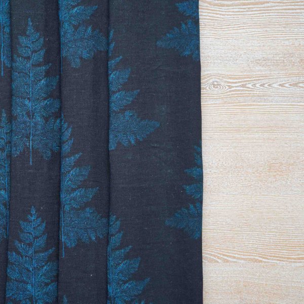 100% Linen Fern Hill Night Time Fabric (Horizontal Repeat)