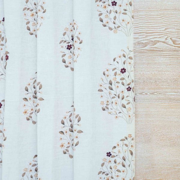 100% Linen Jasmine Bagh Fields Fabric (Horizontal Repeat)