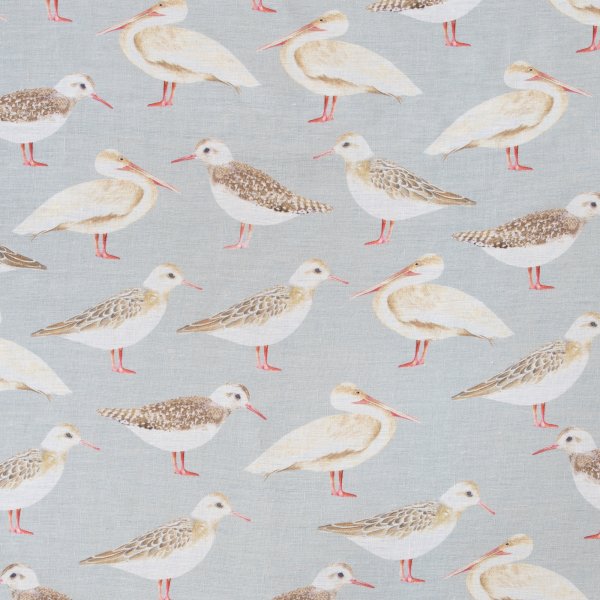 100% Linen Seagulls of Virgin Islands Sea Fabric Swatch