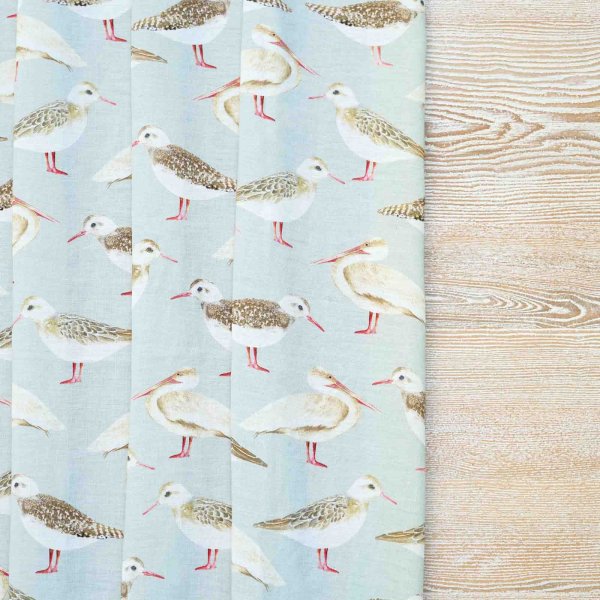 100% Linen Seagulls of Virgin Islands Sea Fabric (Horizontal Repeat)