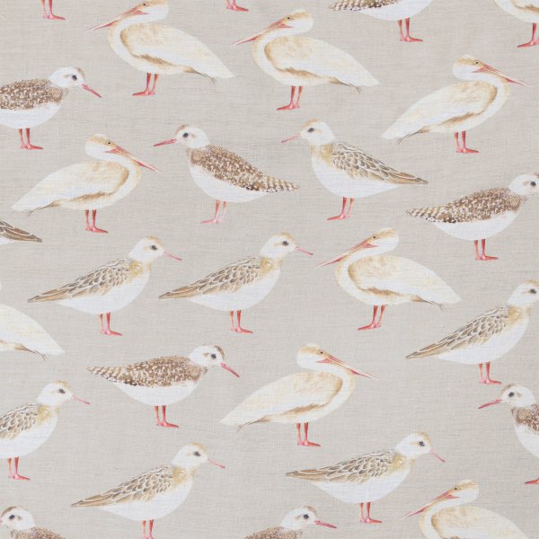 100% Linen Seagulls of Virgin Islands Shore Fabric Swatch