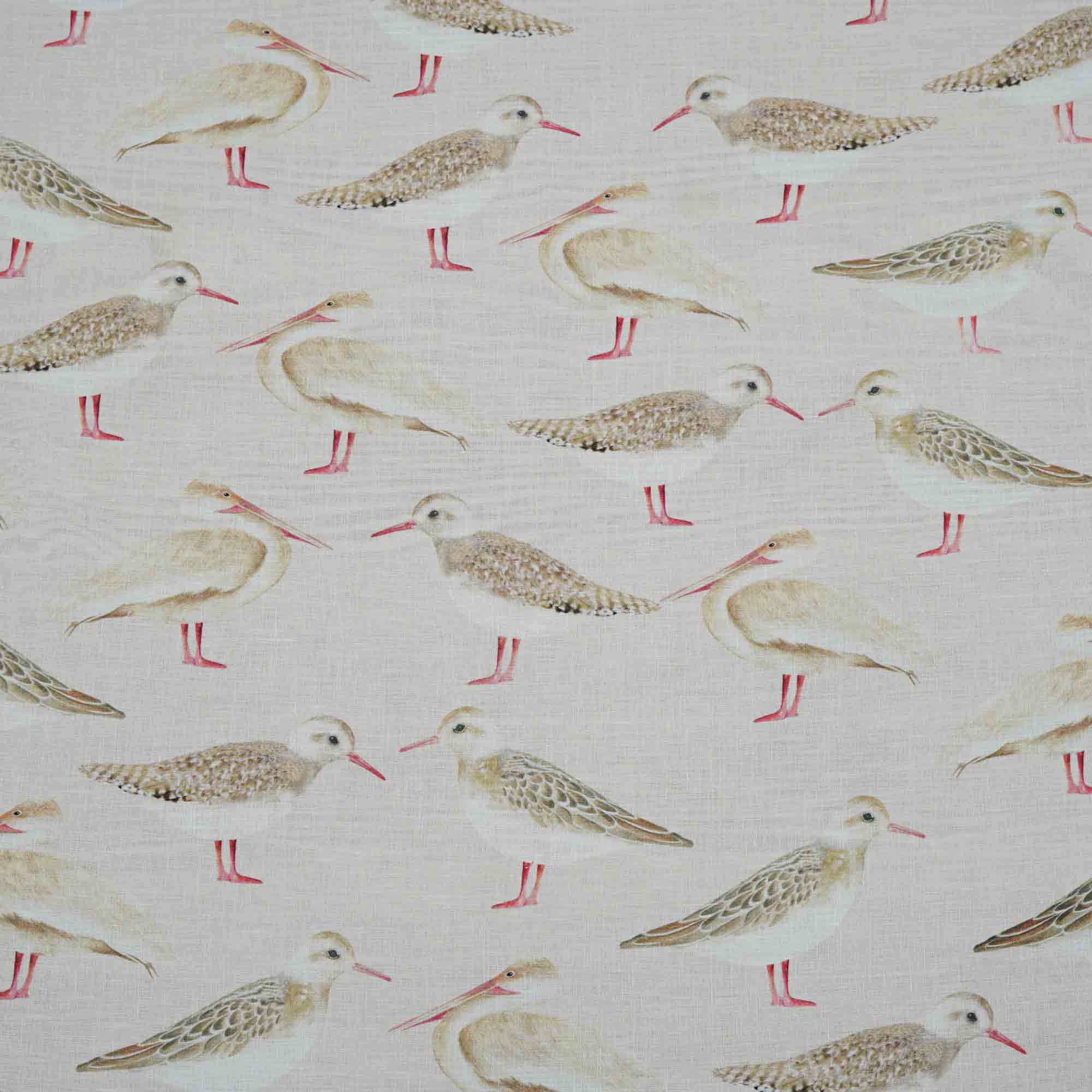 100% Linen Seagulls of Virgin Islands Shore Fabric (Horizontal Repeat)