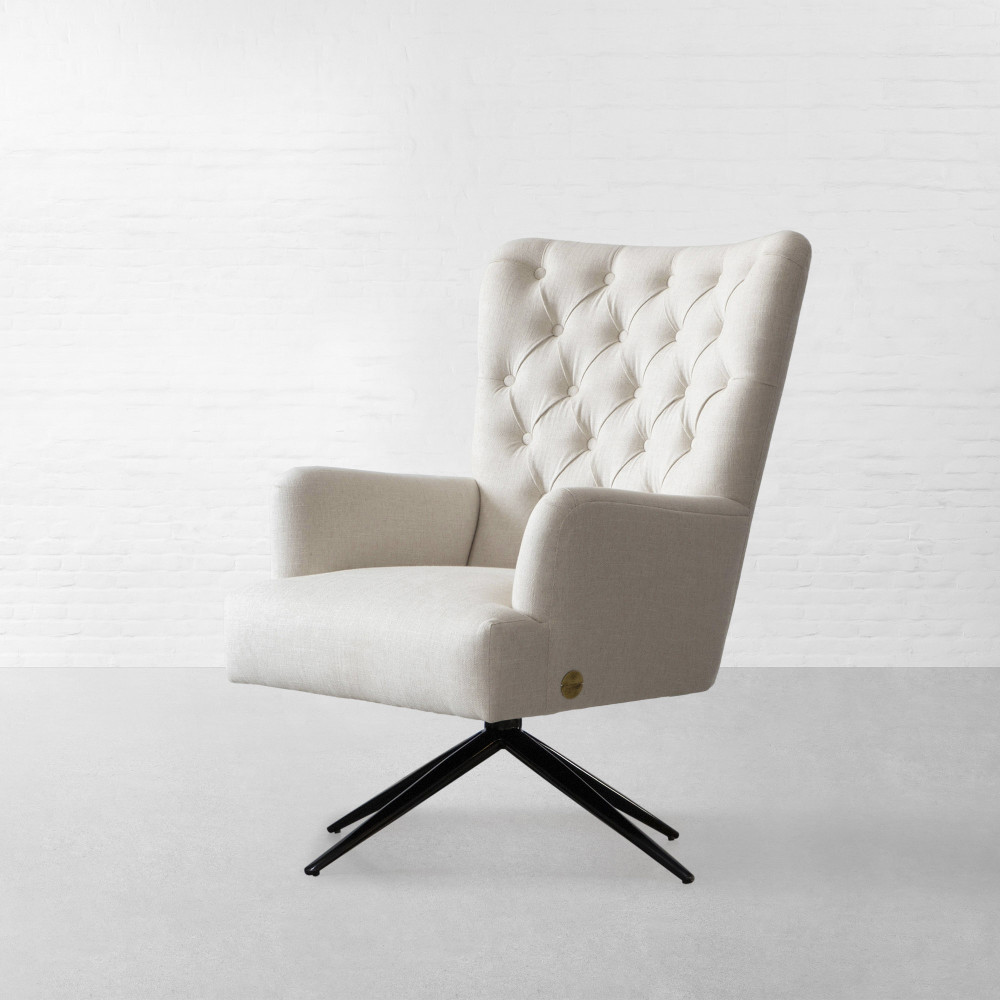 Melbourne Tufted Fabric Revolving Armchair