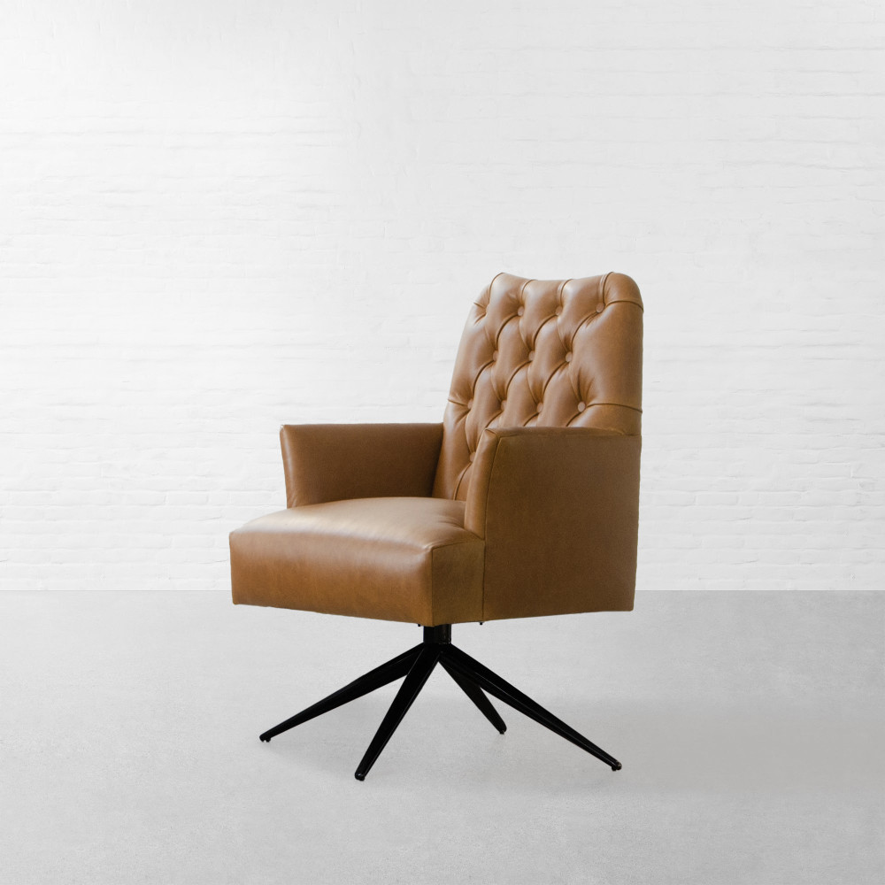 Milan Tufted Leather Revolving Armchair