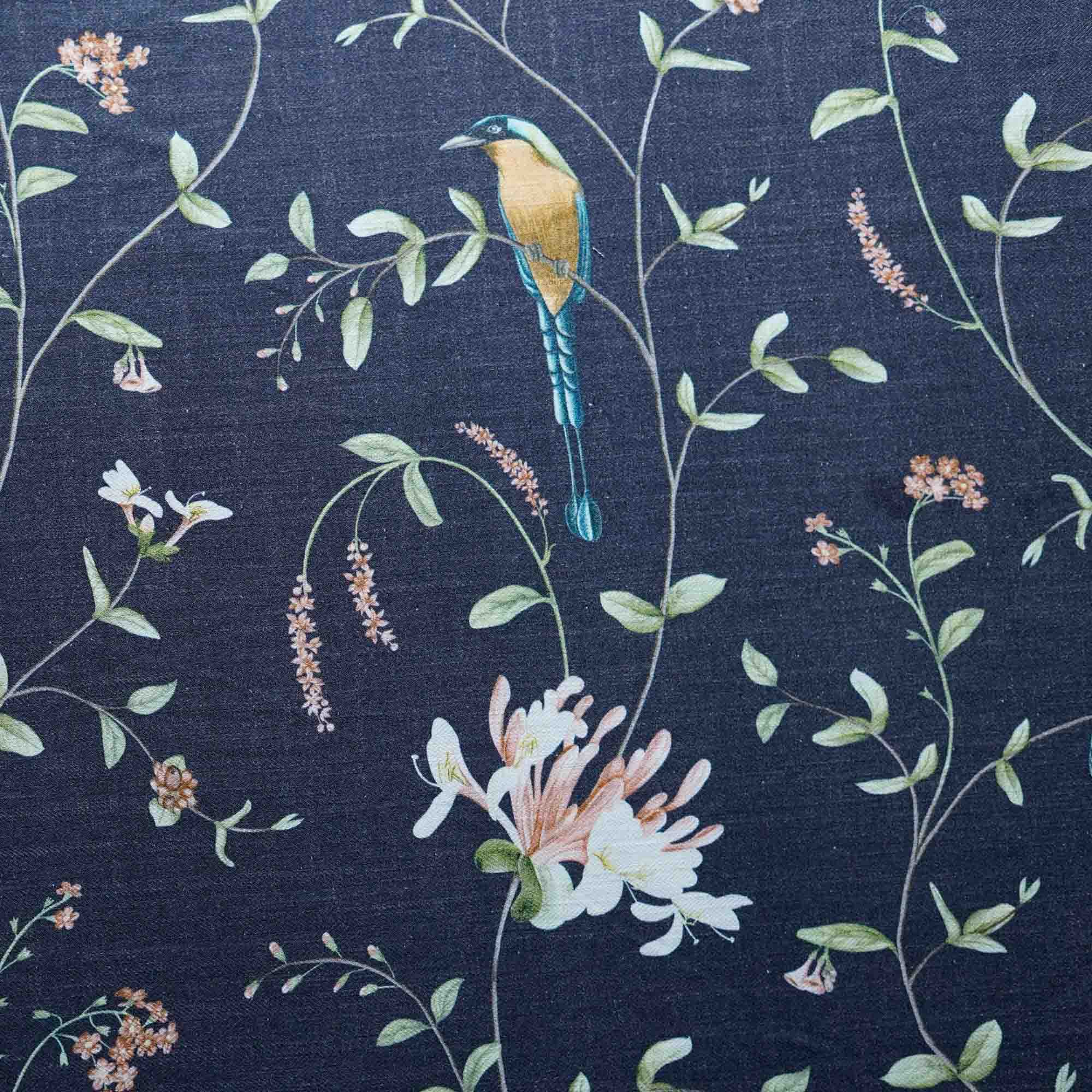 A Persian Garden Moonlit Cotton Linen Blend Fabric (Horizontal Repeat)