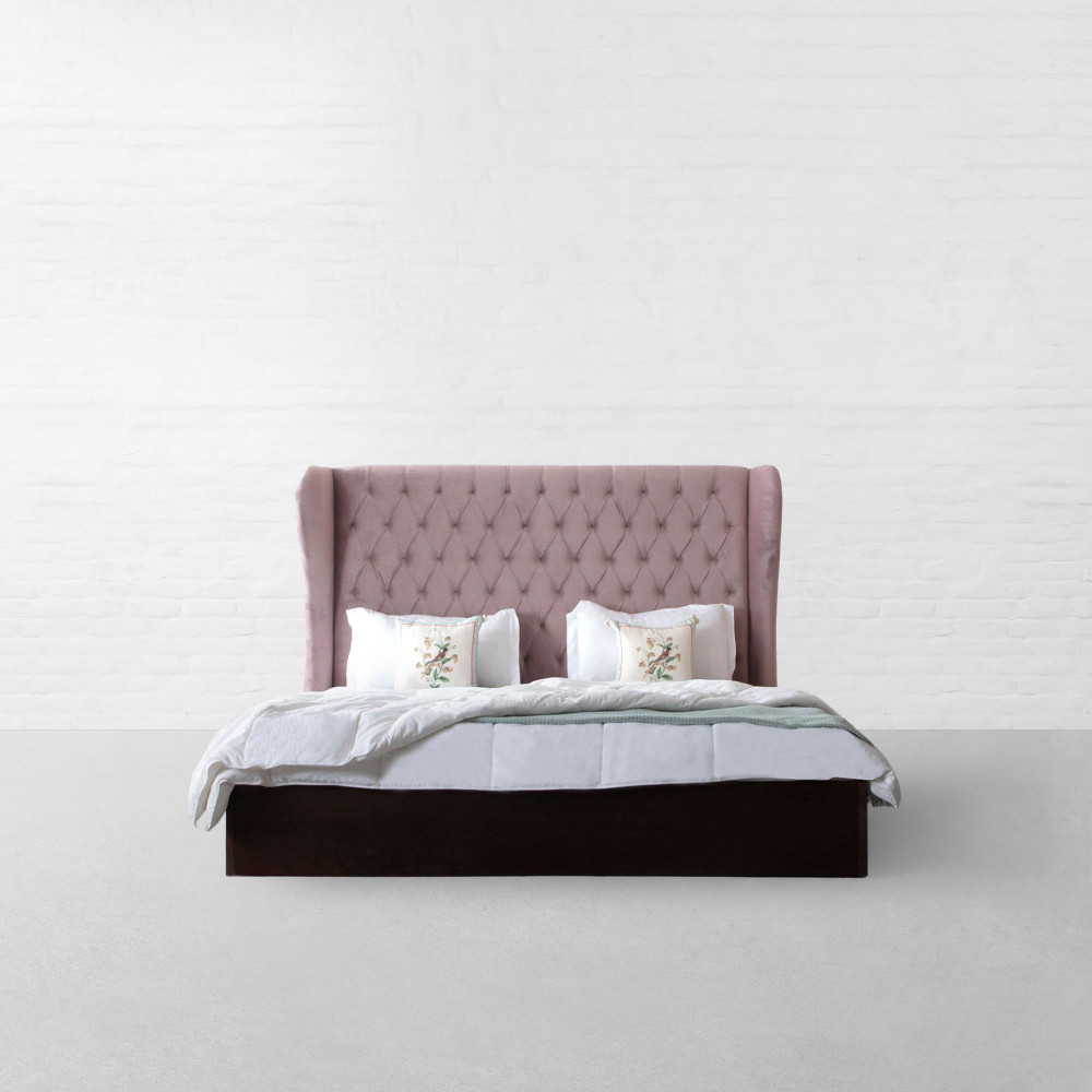 Wingback Tufted Bed With Drawer Storage