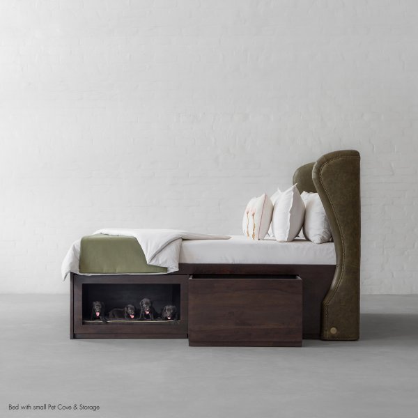 Wingback Bed with Small Pet Cove and Storage