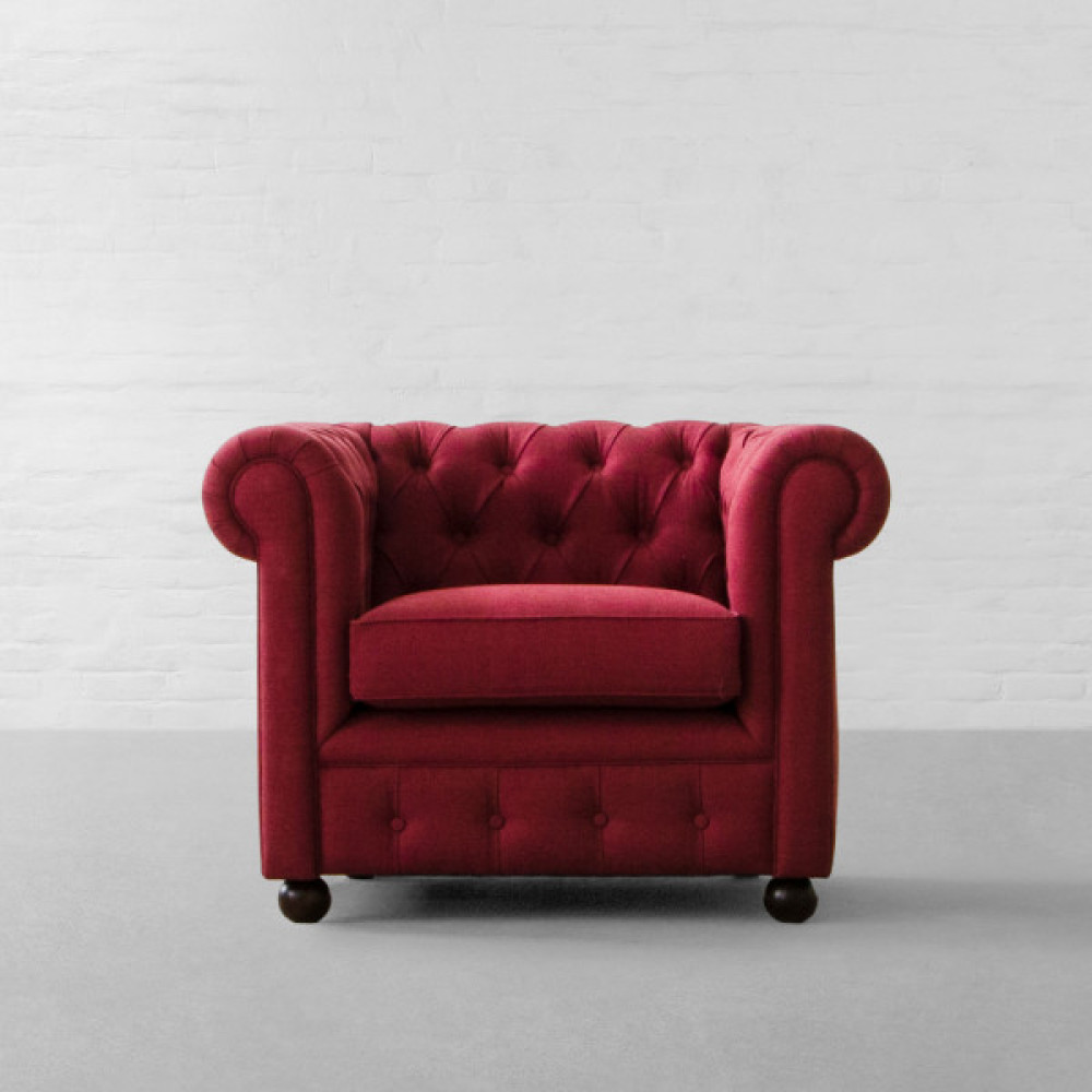 Classic Chesterfield Tufted Fabric Armchair