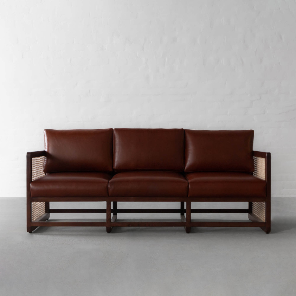 Southampton Rattan Leather Sofa