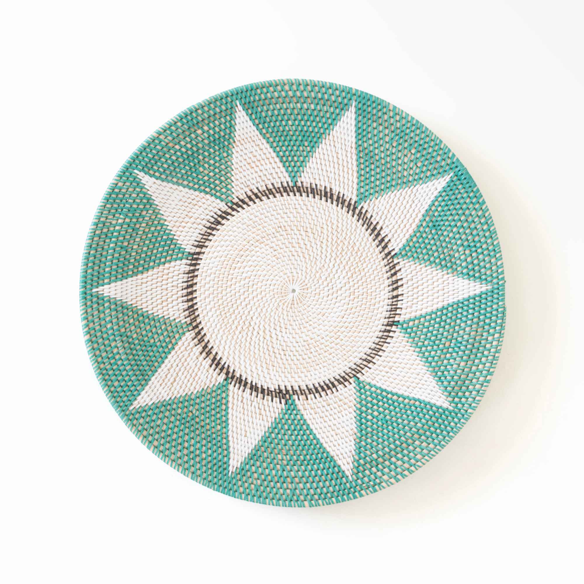 SAMOSIR HANDWOVEN RATTAN WALL DECOR-NATURAL & EMERALD