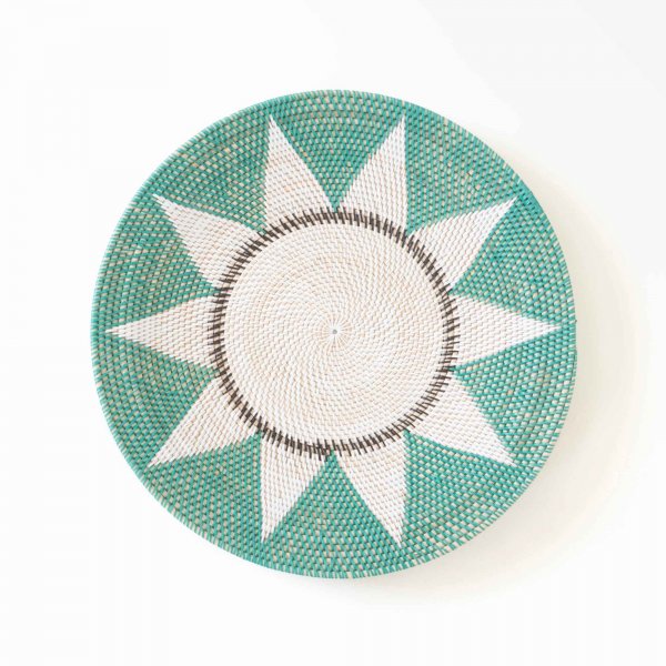 Samosir Handwoven Rattan Wall Decor-Natural &amp; Emerald