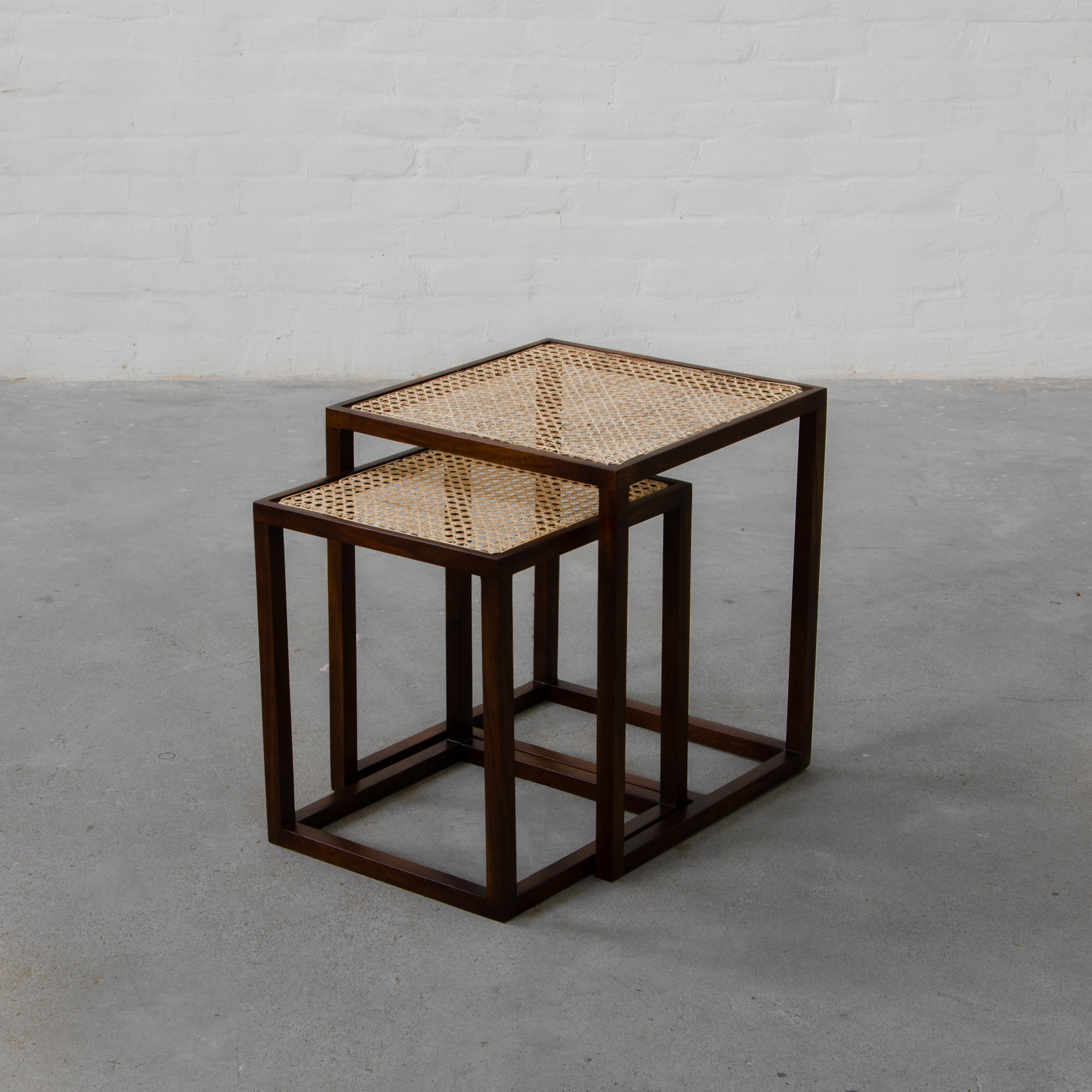 COCHIN NESTING RATTAN SIDE TABLE-SET OF 2