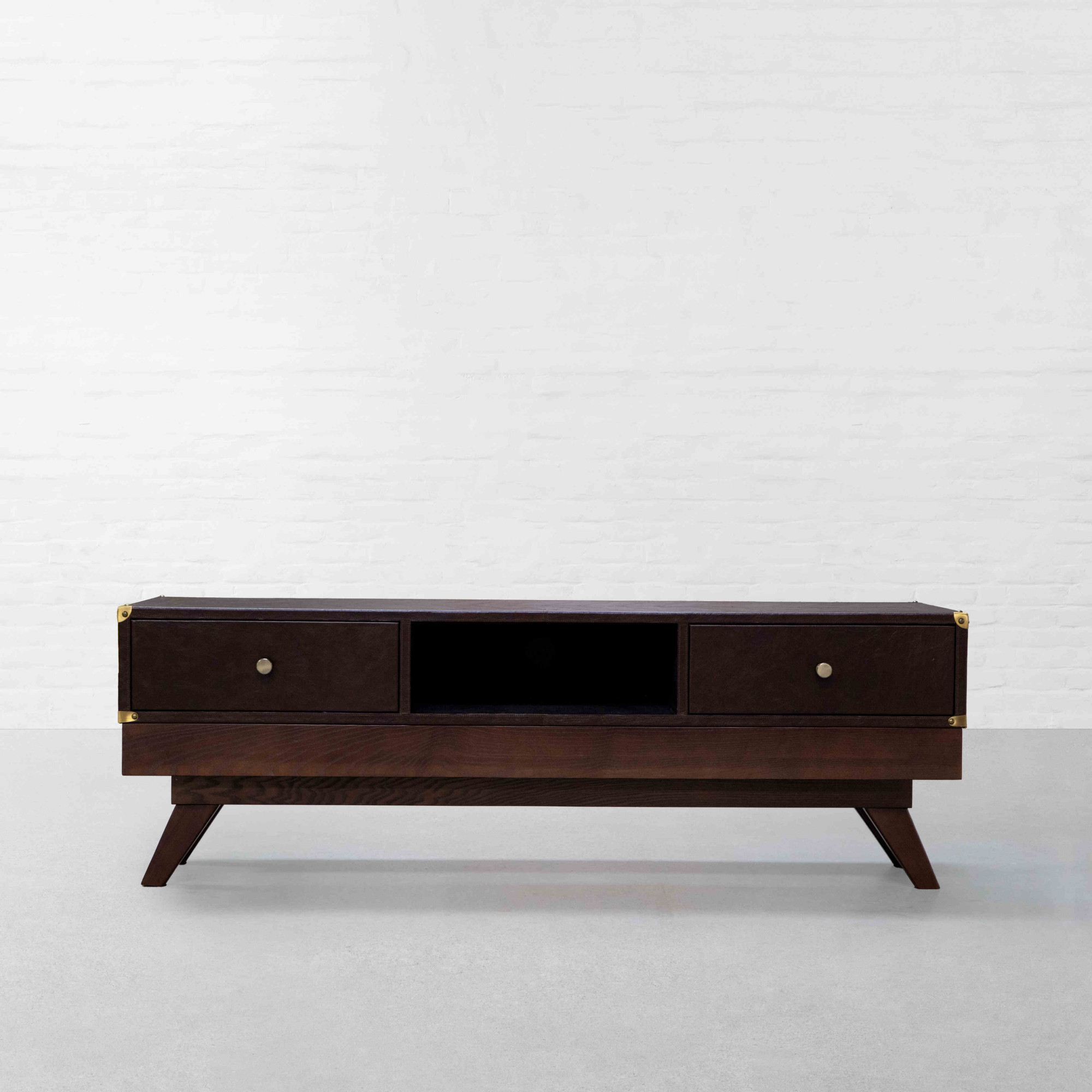 BOMBAY LEATHER TV UNIT WITH SET TOP BOX SLOT
