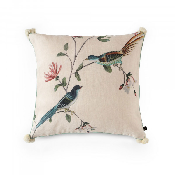 A Bird Dialogue Cushion Cover