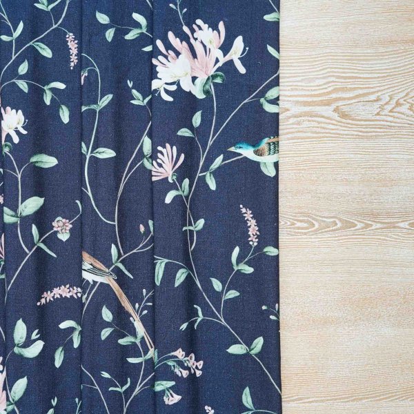A Persian Garden Moonlit Cotton Linen Blend Fabric (Horizontal Repeat)
