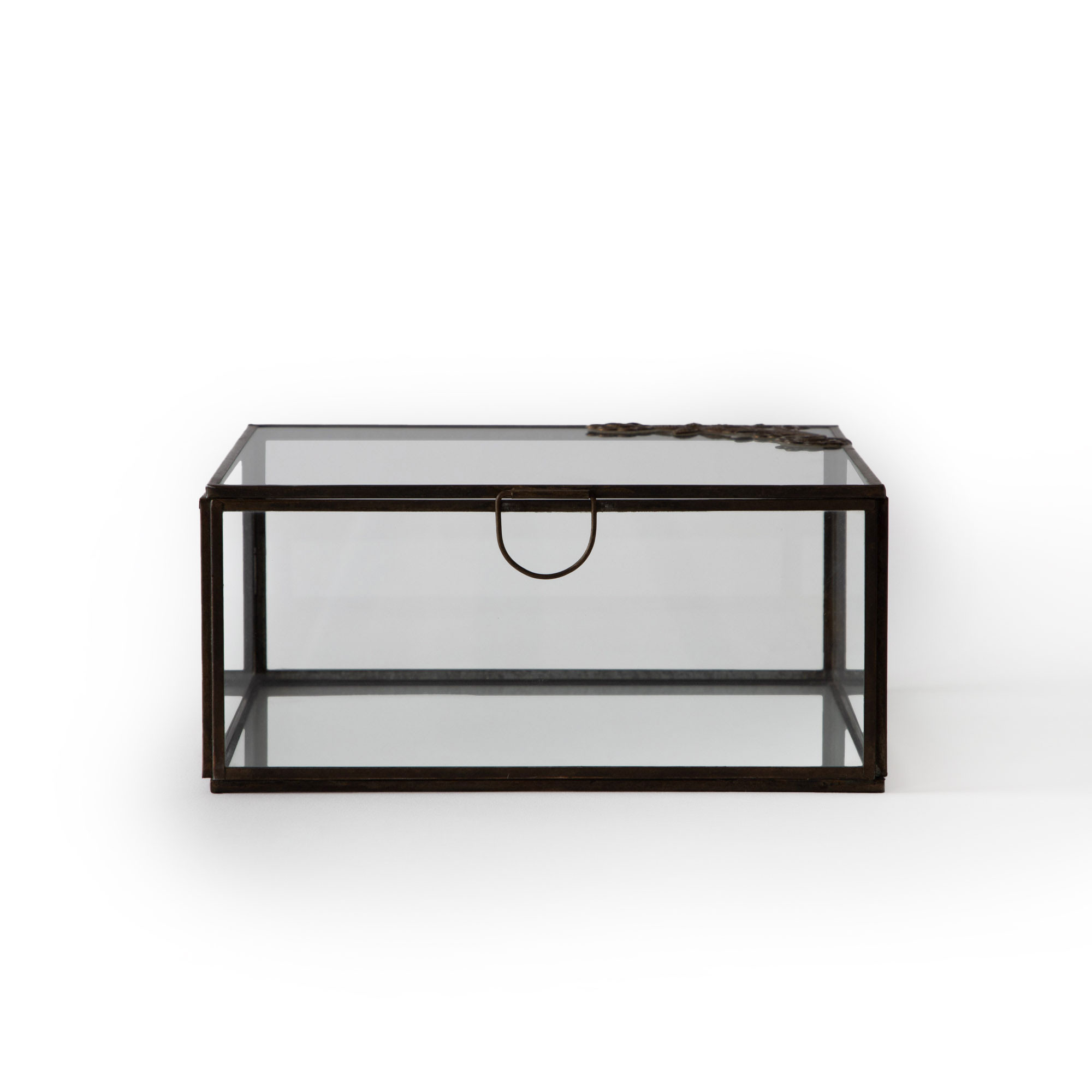 AMORE KEEPSAKES GLASS BOX - AGED ANTIQUE FINISH